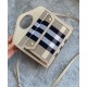 Replica Burberry Mini Check Canvas and Leather Pocket Bag Cream