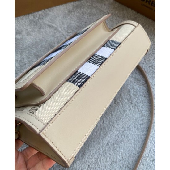 Replica Burberry Mini Check Canvas and Leather Pocket Bag Cream
