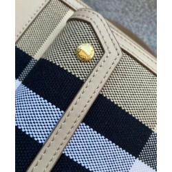 Replica Burberry Mini Check Canvas and Leather Pocket Bag Cream