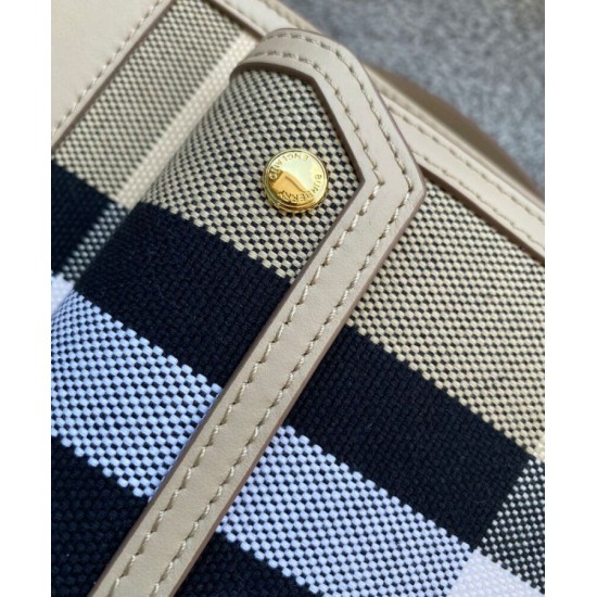 Replica Burberry Mini Check Canvas and Leather Pocket Bag Cream
