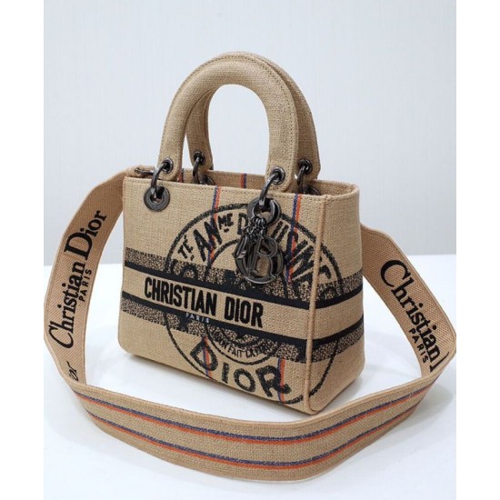 Replica Christian Dior Medium Lady d-Lite Bag Apricot