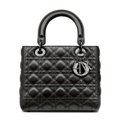 Fake Christian Dior Medium Lady Dior Bag Black Replica