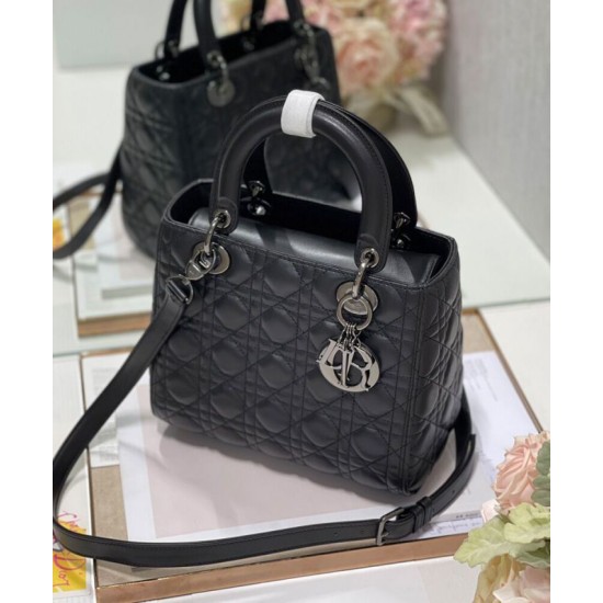 Replica Christian Dior Medium Lady Dior Bag Black Fake Christian Dior Medium Lady Dior Bag Black Replica