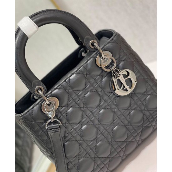 Replica Christian Dior Medium Lady Dior Bag Black Fake Christian Dior Medium Lady Dior Bag Black Replica