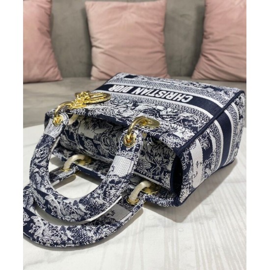 Replica Christian Dior Medium Lady D-Lite Bag Dark Blue