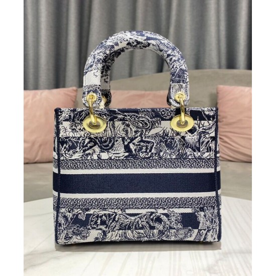 Replica Christian Dior Medium Lady D-Lite Bag Dark Blue