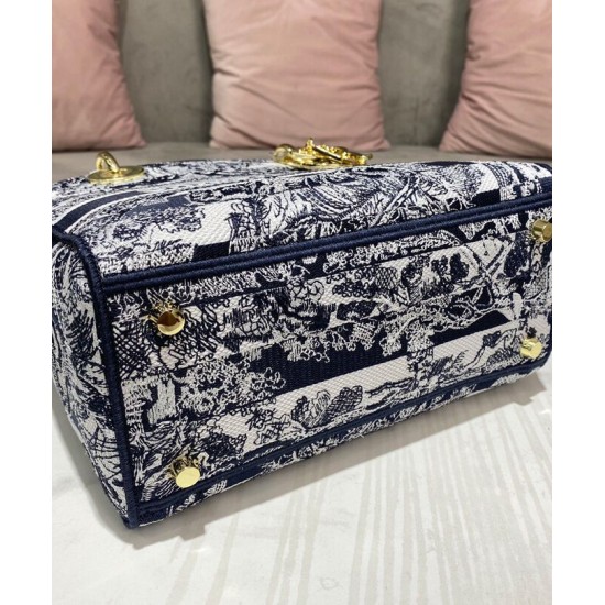 Replica Christian Dior Medium Lady D-Lite Bag Dark Blue
