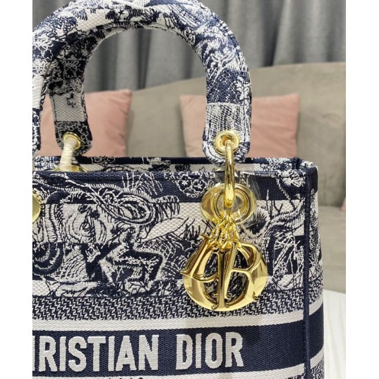 Replica Christian Dior Medium Lady D-Lite Bag Dark Blue