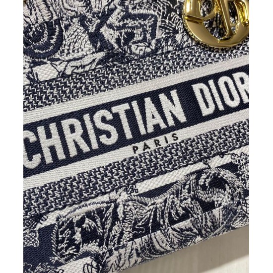 Replica Christian Dior Medium Lady D-Lite Bag Dark Blue
