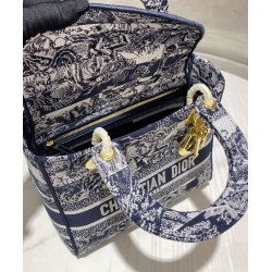 Replica Christian Dior Medium Lady D-Lite Bag Dark Blue