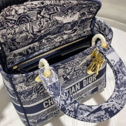Replica Christian Dior Medium Lady D-Lite Bag Dark Blue