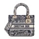 Fake Christian Dior Medium Lady D-Lite Bag Dark Blue Replica