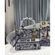 Fake Christian Dior Medium Lady D-Lite Bag Dark Blue Replica