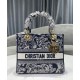 Fake Christian Dior Medium Lady D-Lite Bag Dark Blue Replica