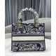 Fake Christian Dior Medium Lady D-Lite Bag Dark Blue Replica