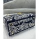 Fake Christian Dior Medium Lady D-Lite Bag Dark Blue Replica