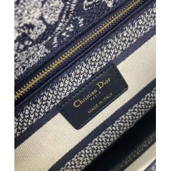Fake Christian Dior Medium Lady D-Lite Bag Dark Blue Replica