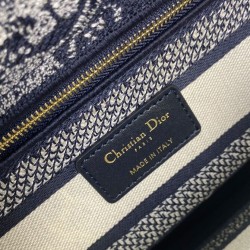 Fake Christian Dior Medium Lady D-Lite Bag Dark Blue Replica