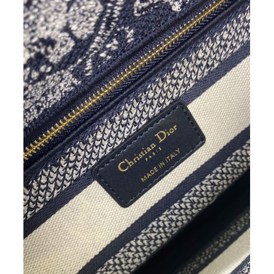 Fake Christian Dior Medium Lady D-Lite Bag Dark Blue Replica