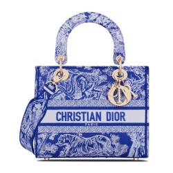 Replica Christian Dior Medium Lady d-Lite Bag Dark Blue