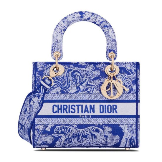 Replica Christian Dior Medium Lady d-Lite Bag Dark Blue