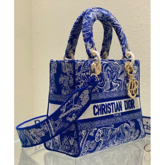Replica Christian Dior Medium Lady d-Lite Bag Dark Blue