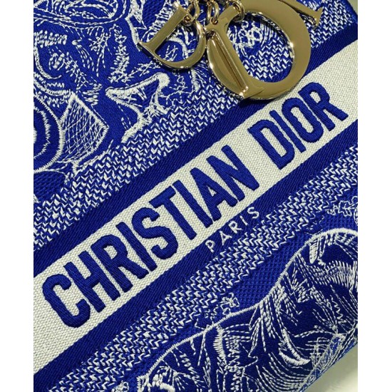 Replica Christian Dior Medium Lady d-Lite Bag Dark Blue
