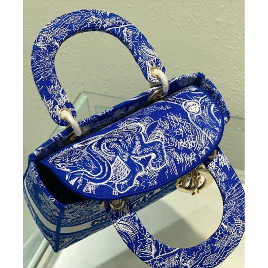 Replica Christian Dior Medium Lady d-Lite Bag Dark Blue