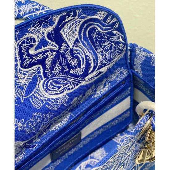 Replica Christian Dior Medium Lady d-Lite Bag Dark Blue