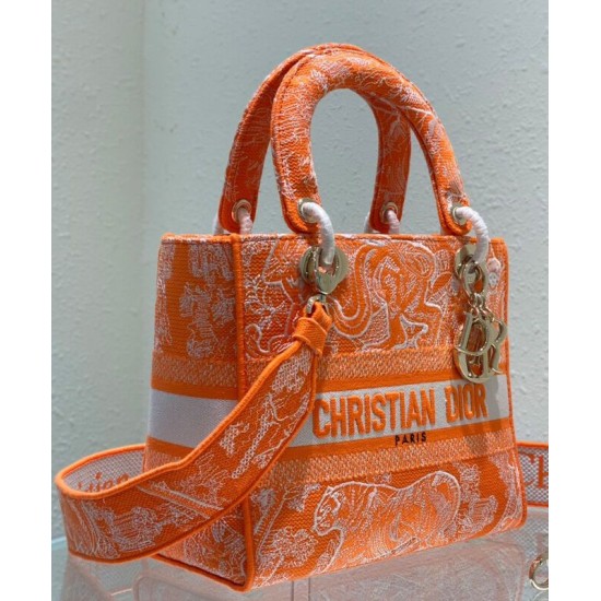 Replica Christian Dior Medium Lady d-Lite Bag Orange