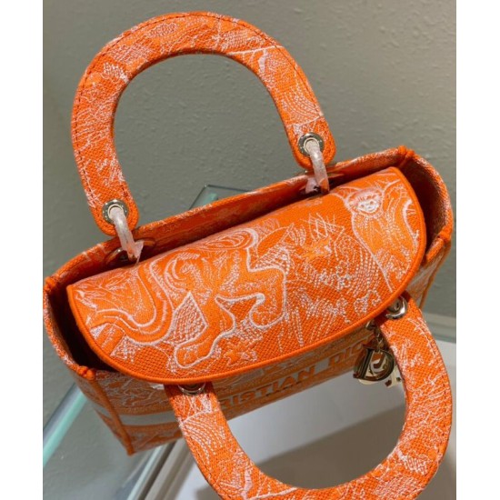Replica Christian Dior Medium Lady d-Lite Bag Orange