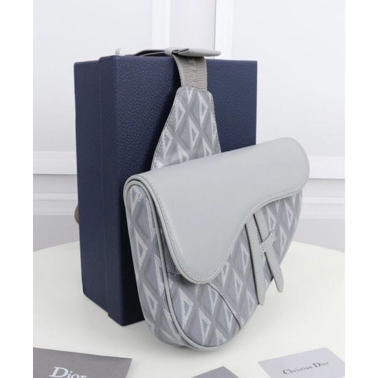 Fake Christian Dior Saddle Bag Gray Replica