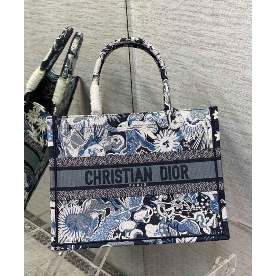 Fake Christian Dior Medium Dior Book Tote Dark Blue Replica