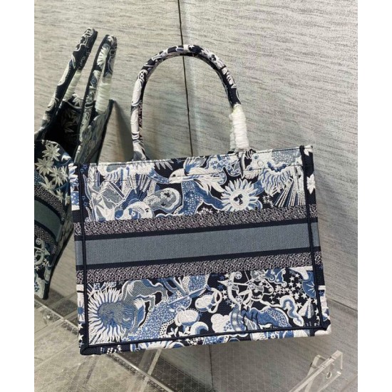 Fake Christian Dior Medium Dior Book Tote Dark Blue Replica