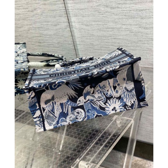 Fake Christian Dior Medium Dior Book Tote Dark Blue Replica