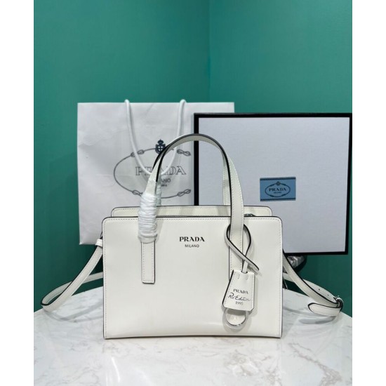 Replica Prada Re-Edition 1995 Brushed-Leather Mini Handbag Cream