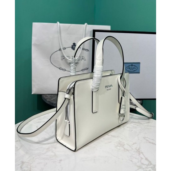 Replica Prada Re-Edition 1995 Brushed-Leather Mini Handbag Cream