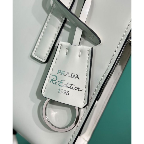 Replica Prada Re-Edition 1995 Brushed-Leather Mini Handbag Cream