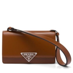 Replica Prada Embleme Brushed-Leather Bag Coffee