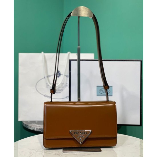 Replica Prada Embleme Brushed-Leather Bag Coffee