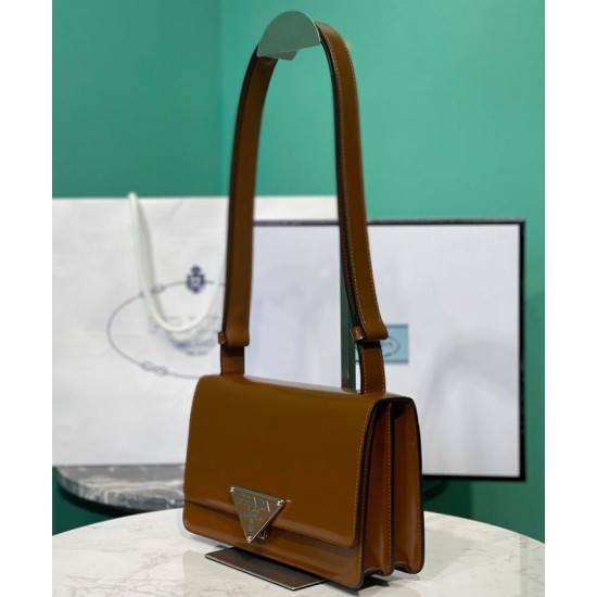 Replica Prada Embleme Brushed-Leather Bag Coffee