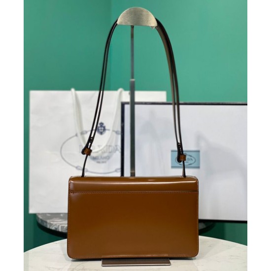Replica Prada Embleme Brushed-Leather Bag Coffee