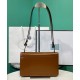 Replica Prada Embleme Brushed-Leather Bag Coffee