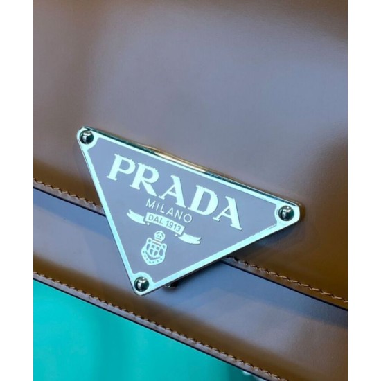 Replica Prada Embleme Brushed-Leather Bag Coffee