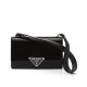 Fake Prada Embleme Brushed-Leather Bag Black Replica