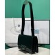 Fake Prada Embleme Brushed-Leather Bag Black Replica