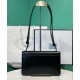 Fake Prada Embleme Brushed-Leather Bag Black Replica