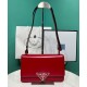 Replica Prada Embleme Brushed-Leather Bag Red