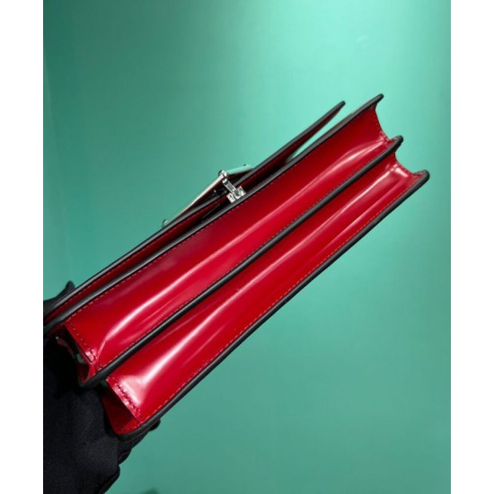 Replica Prada Embleme Brushed-Leather Bag Red