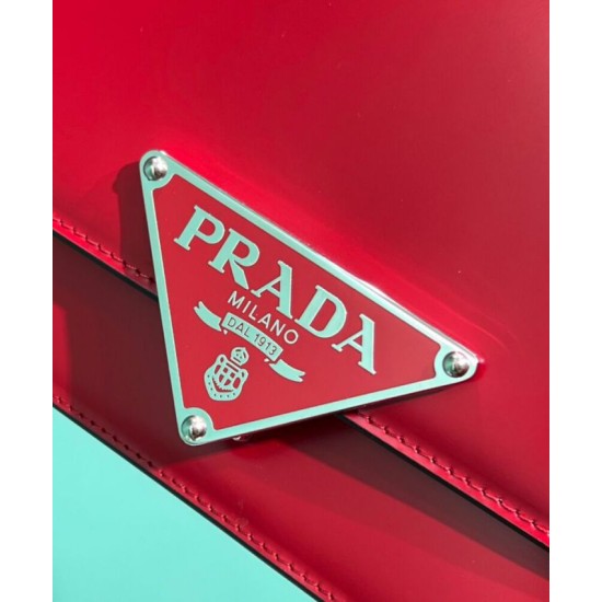 Replica Prada Embleme Brushed-Leather Bag Red